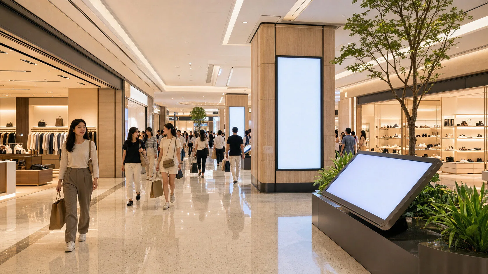 台灣智慧百貨走廊數位看板與室內定位客流分析應用情境