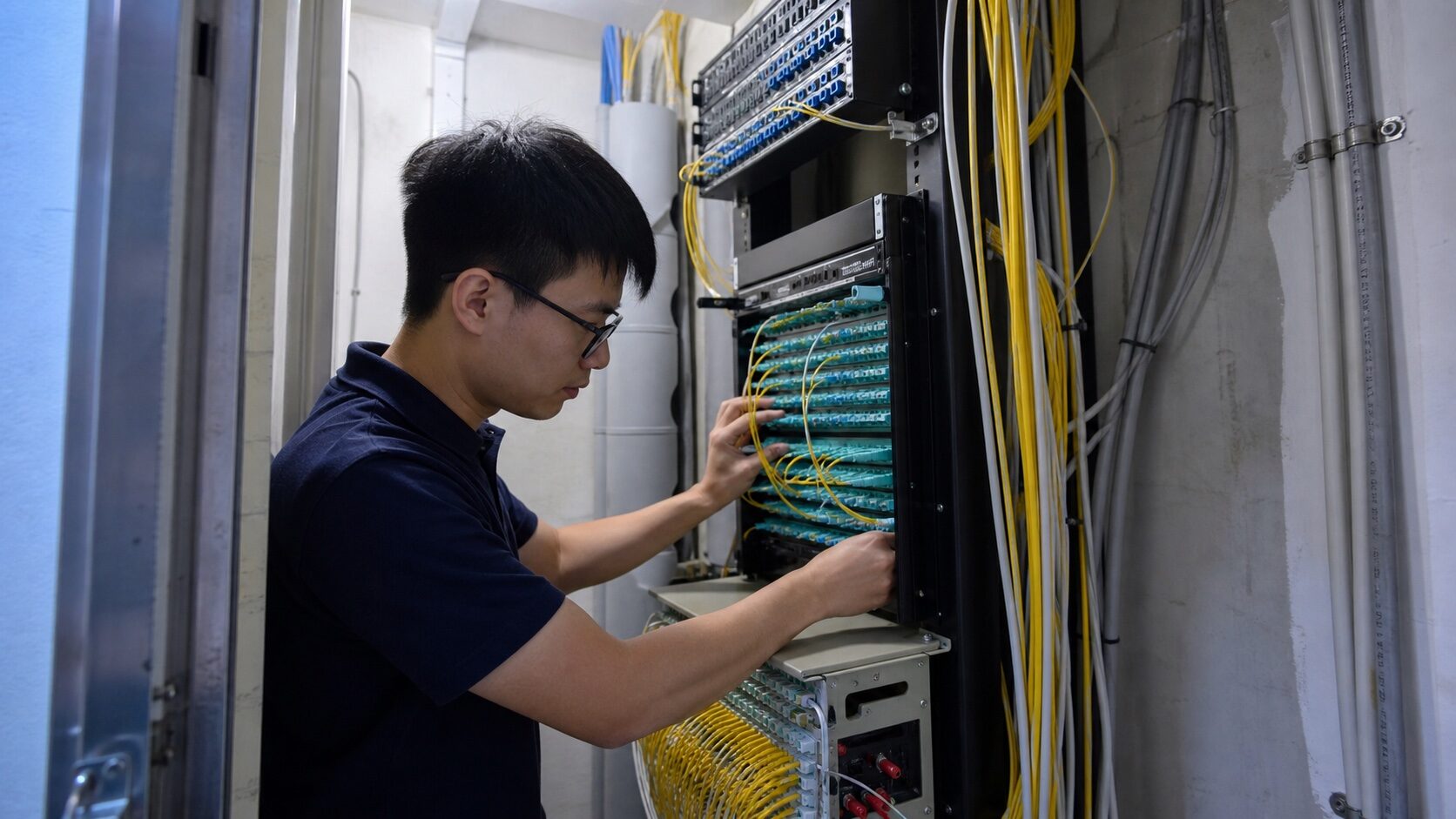 大樓垂直光纖幹線與弱電井跨樓層佈線架構實景｜蓋斯克科技