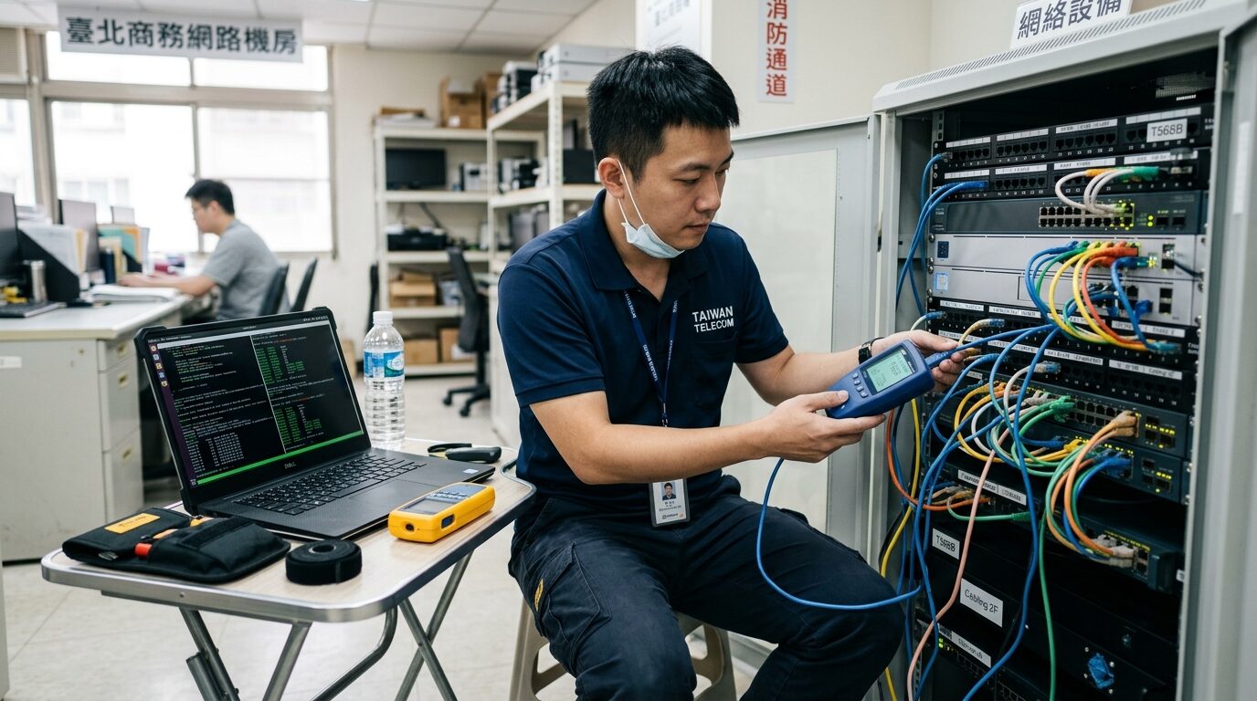 蓋斯克科技工程師到府檢測企業網路線路與設備實景|蓋斯克科技