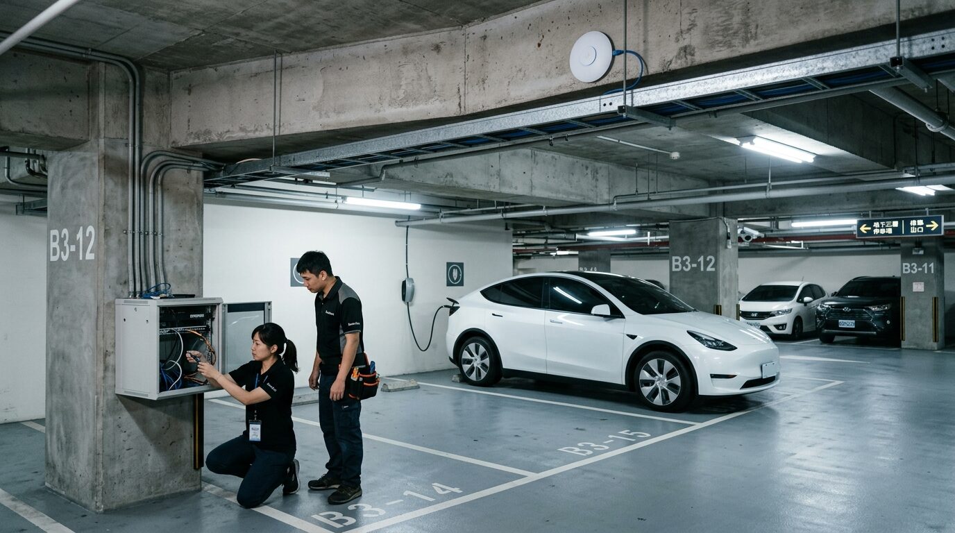 社區地下室 Wi-Fi 建置工程師安裝 AP 與弱電箱｜蓋斯克科技