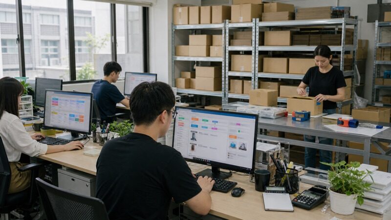 貿易與電商公司 IT 委外實景：訂單處理電腦與倉儲出貨區｜蓋斯克科技